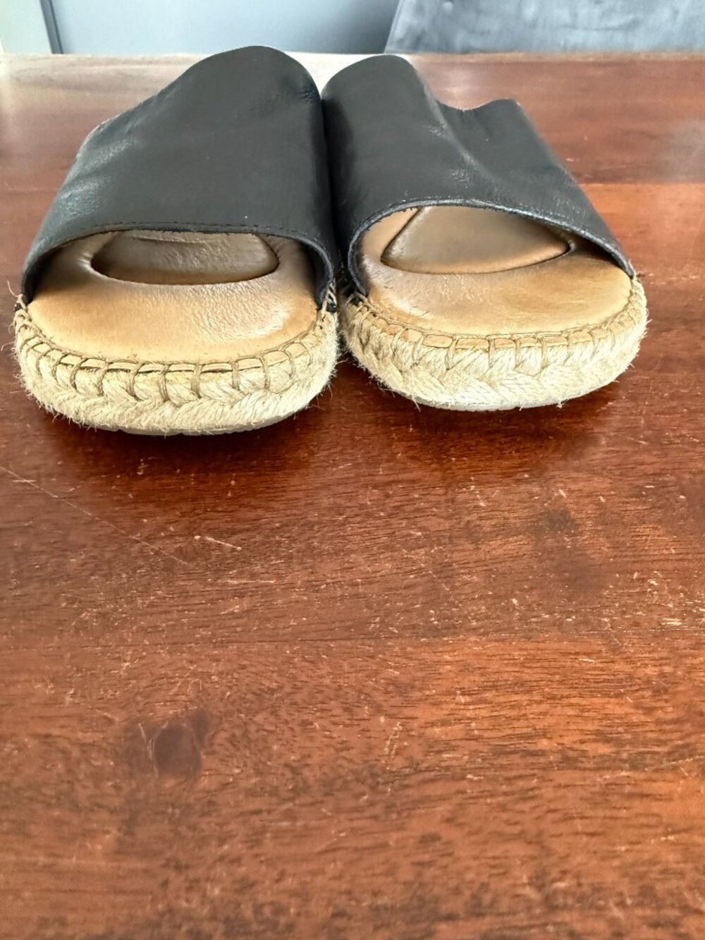 Born drias Black Leather Espadrille Slide Sandals Women’s Size 7 - Picture 5 of 13
